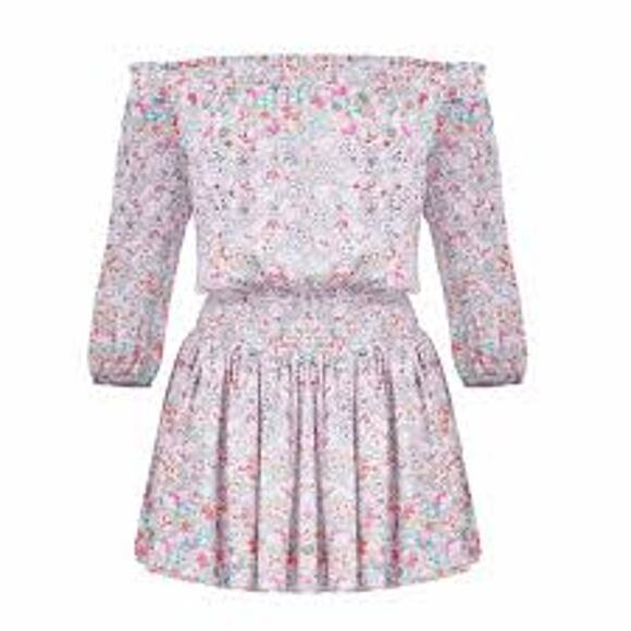 SHOSHANNA Boho Floral Rita Mini Dress 3228527 Smocked Waist 4 Small S NEW A line - Picture 5 of 6